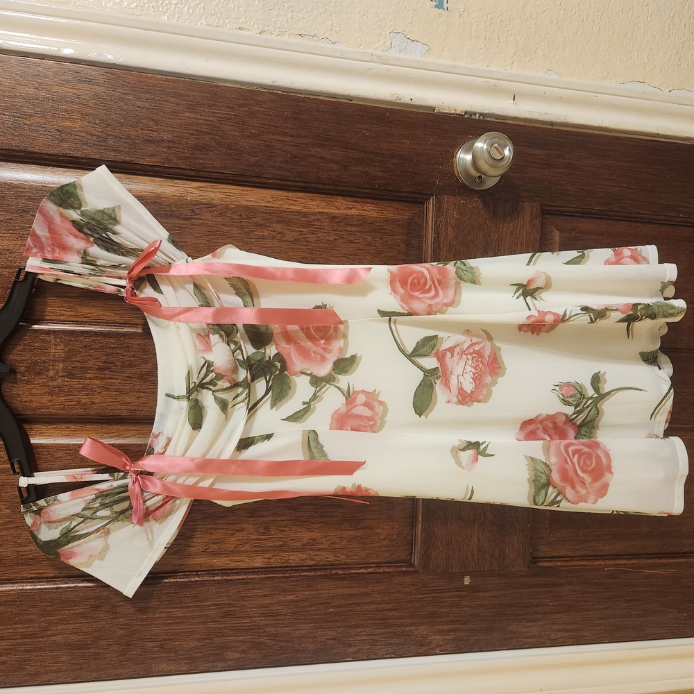 Floral Dress with Pink and Green Accents